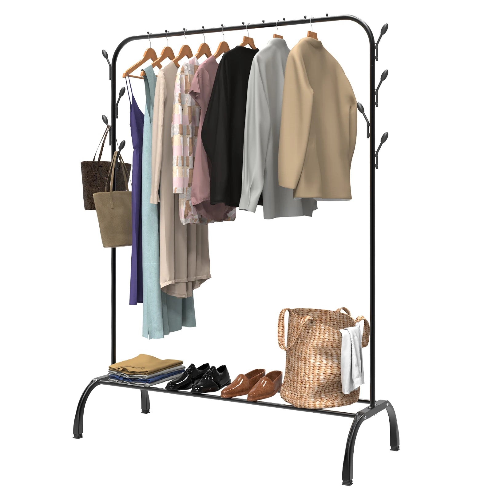 Pole Clothes Rack High-capacity Living Room Bedroom Coat Racks Household Floor Type Hanger Balcony Assembled Clothe Drying Shelf
