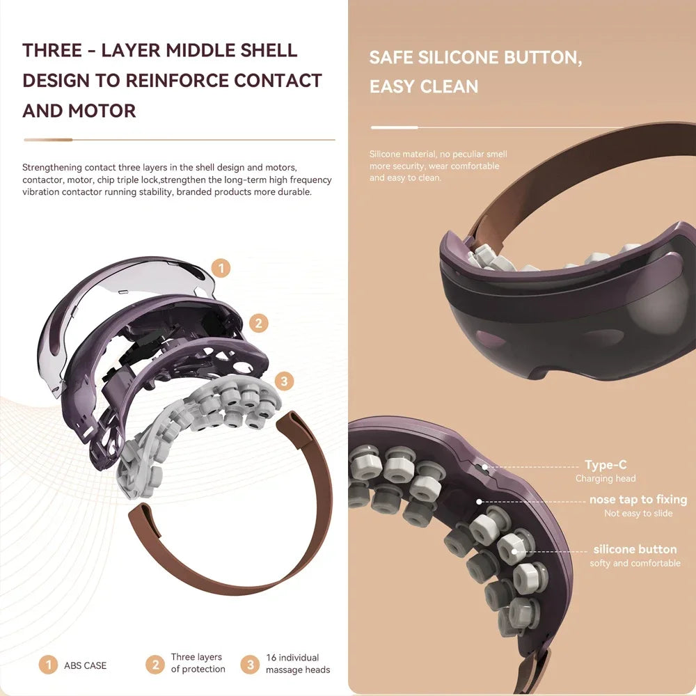 Vibration Eye Massage Electric Eye Massager Glasses Therapy Bluetooth Acupressure Relief Fatigue Dark Circles Acupoint