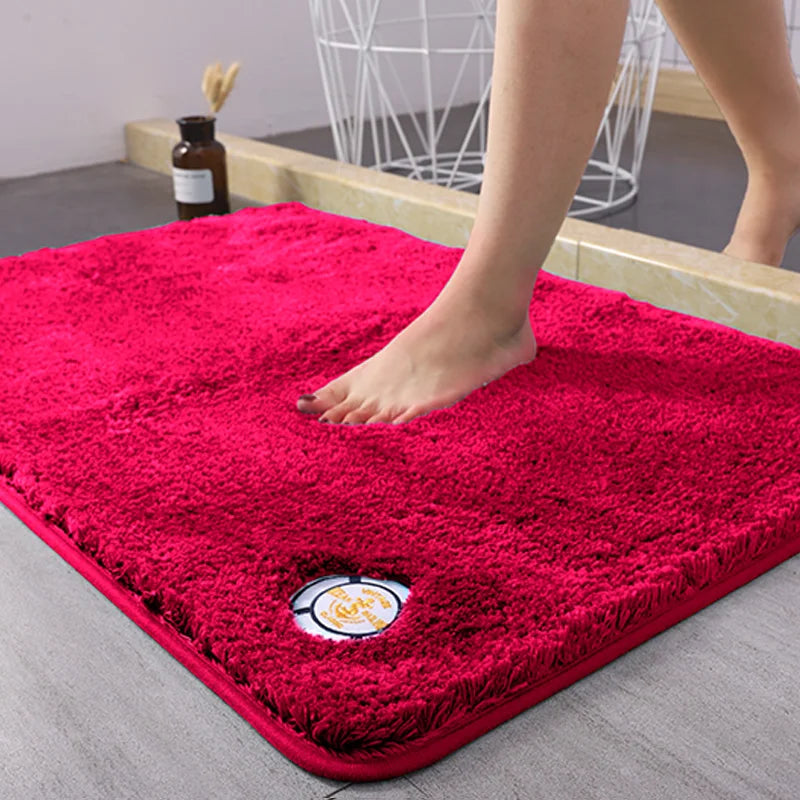 Water Absorbtion Anti-Slip Bath Mat Thickened Bathroom Carpet Long Hair Floor Mat Machine Washable Toilet Mat Fluffy Bat