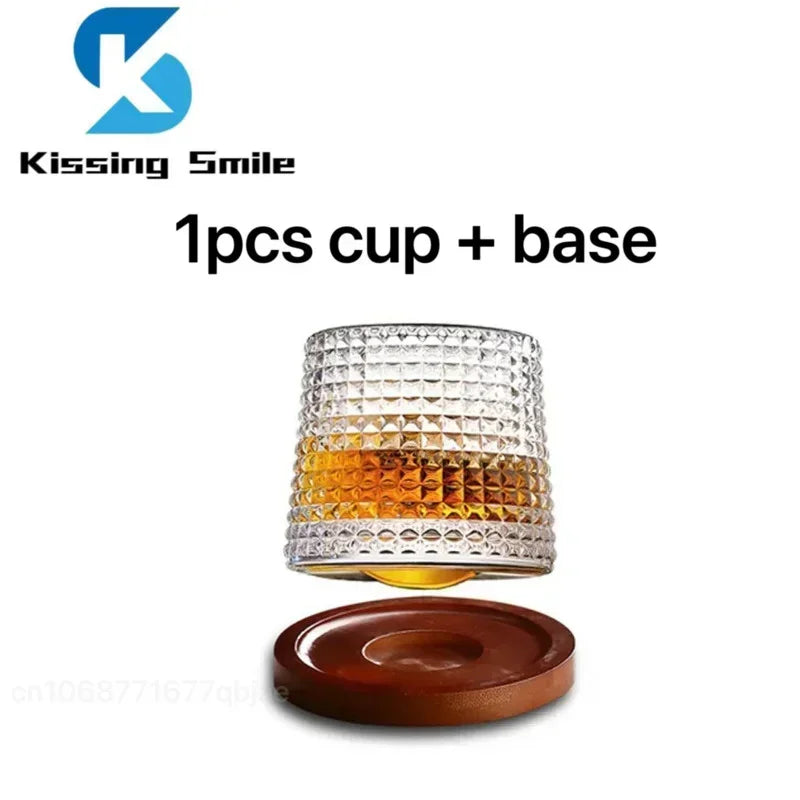 Creative Whiskey Glasses Durable Spinning Glassware Cocktails Wine Brandy Cup Water Juice Tea Mug Party Drinking Glass Tumbler