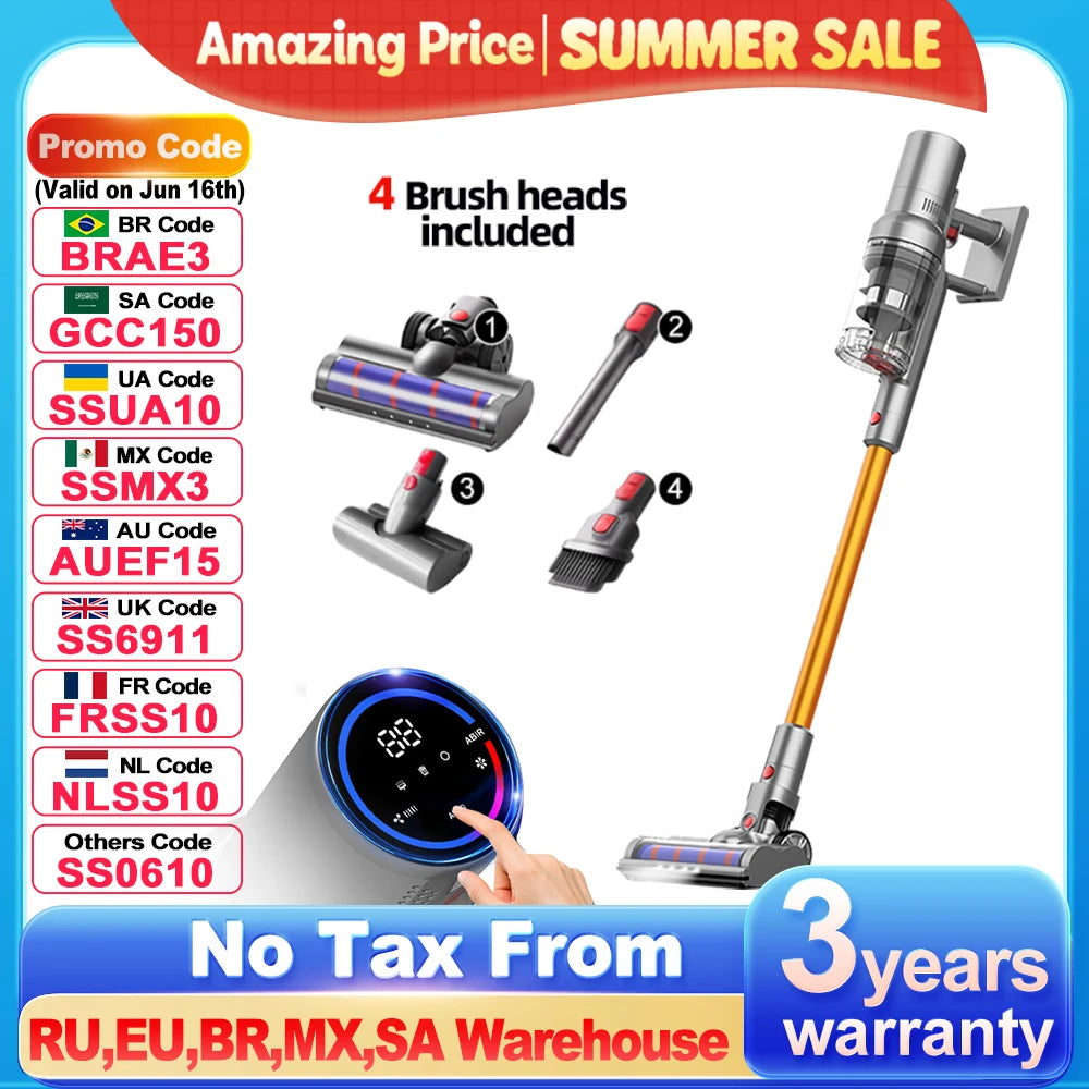 ABIR VC205 Cordless Handheld Vacuum Cleaner,27000PA,Touch Screen,Smart Dust Sensor,Auto Speed Control for Home Bed Carpet Clean