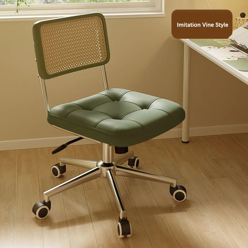 Office Chair Retro Computer Chair Simple Study Desk Armchair Swivel Backrest Lift Chair Leather Armchair with Rocking Function