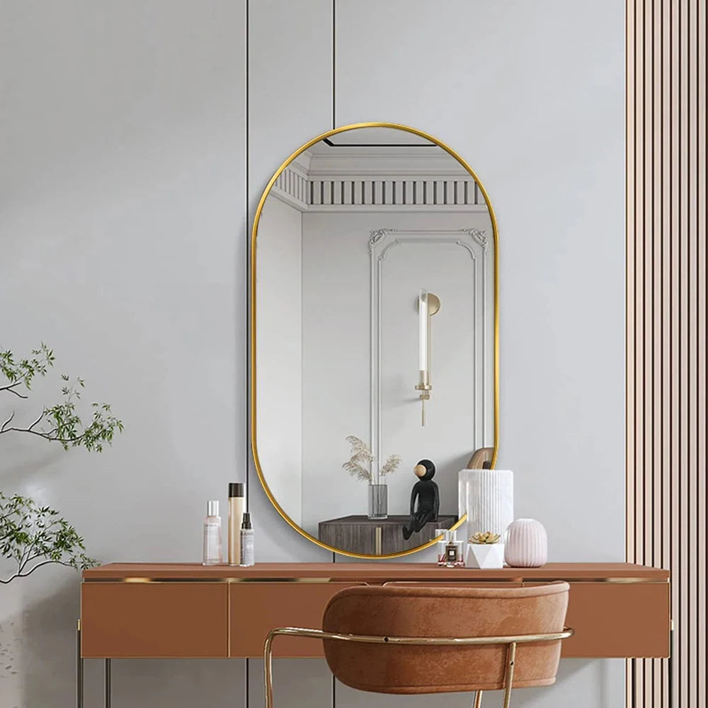 【Lifeideas】Gold 70cm Oval Bathroom Vanity Mirror Wall Mirror