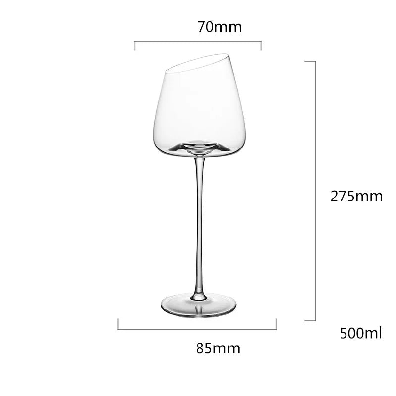 Oblique Long Stem Goblet Red Wine Glass Cup Kitchen Tool Champagne Glass Bordeaux Burgundy Wedding Party Gift Glassware