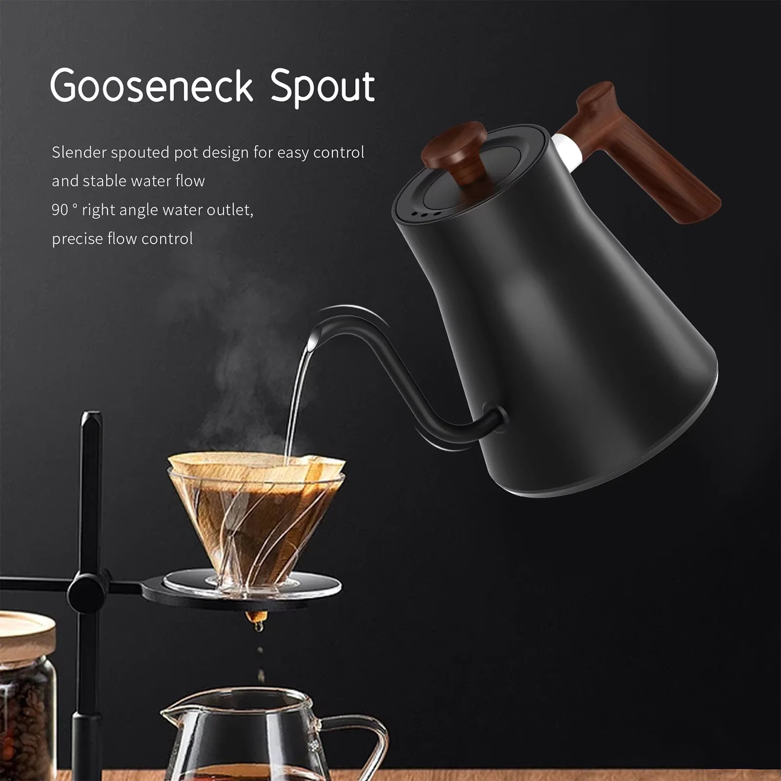 Electric Kettle 0.9L Temperature Control Stainless Steel Inner Quick Heating 1200W Electric Kettles for Pour Over Coffee Tea