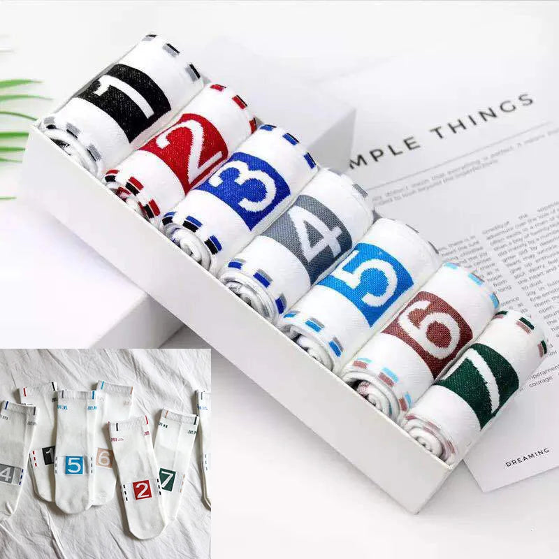 7 Pairs/Set Monday To Sunday 7 Days Embroidery Weekly Socks Couple Cotton Casual Socks Women Men Fashion Japanese Style Mid Sock