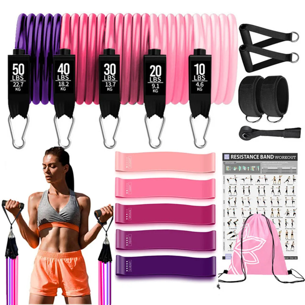 Workout Bar Fitness Resistance Bands Set