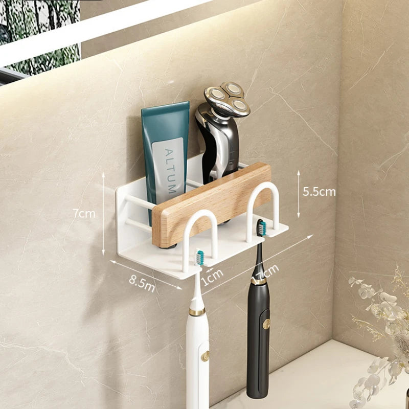 Bathroom Toothbrush wall mounted holder Walnut wood storage rack bathroom organizer toothbrush storage Toothpaste Holders
