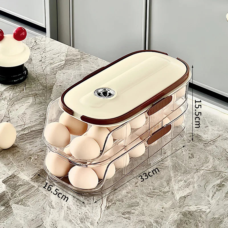 1 pcs egg storage box automatic rolling refrigerator egg rack storage handheld stackable egg refrigerator side door Storagerack