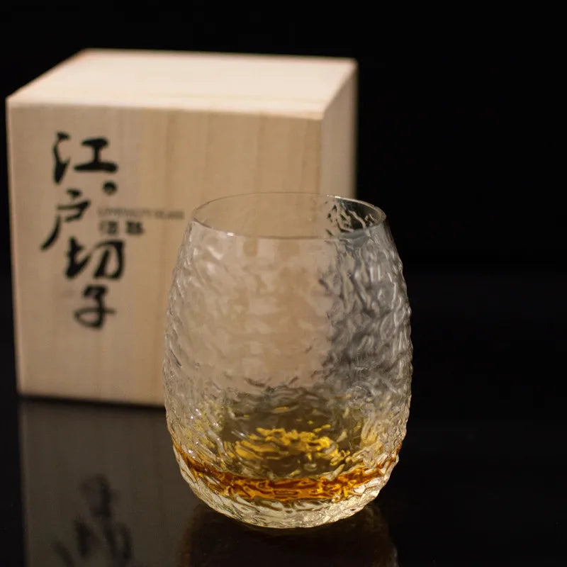 Crystal Whiskey Glass With Wood Box Japanese Glassware Gift Wine Tasting Cup XO Vodka Chivas Cognac Brandy Snifter Dropshipping