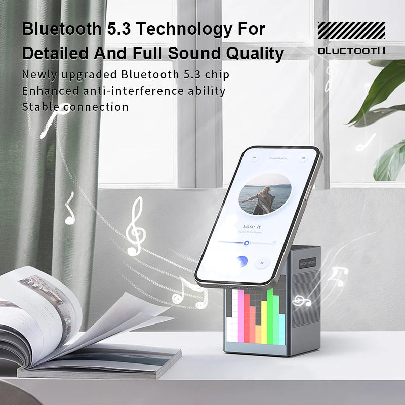 6-in-1 Magnetic Wireless Charging Station with Bluetooth Speaker, Alarm Clock, for IPhone, AirPods, IWatch-Multifunction Charger
