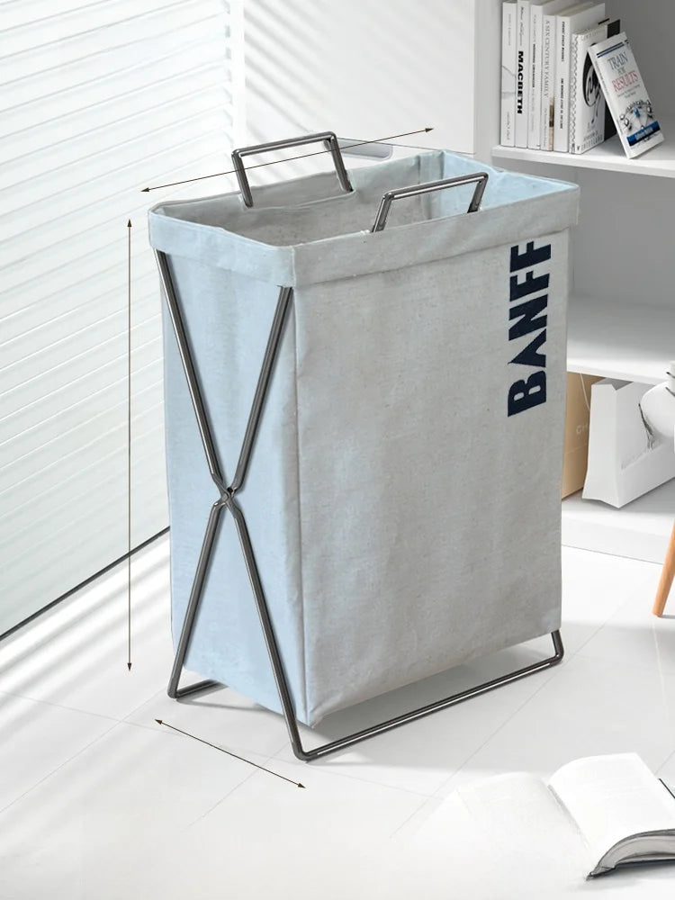 Trendy Foldable Laundry Basket with Lid for Home Batoom Dir Clothes Hamper Iron Material Japanese Sle Storage Basket