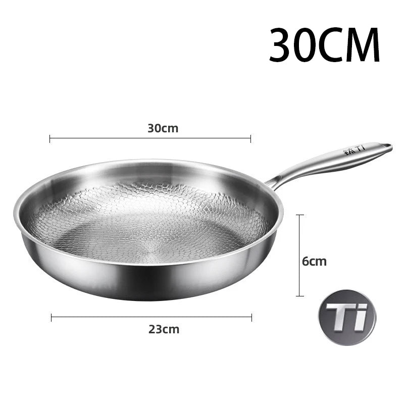 German Titanium Alloy Frying Pan Uncoated Fish Scale Hammer Pattern Non Stick Pan Household Steak Frying Pan Kitchen Cookware