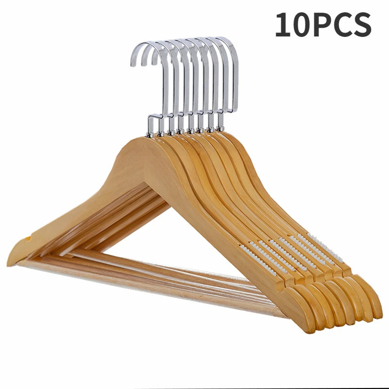 10PCS Retro Wooden Hangers,Non Slip Shirt Clothes Hanger with 360° Rotating Hook,Wardrobe Organizer Coat Rack for Dress Jacket