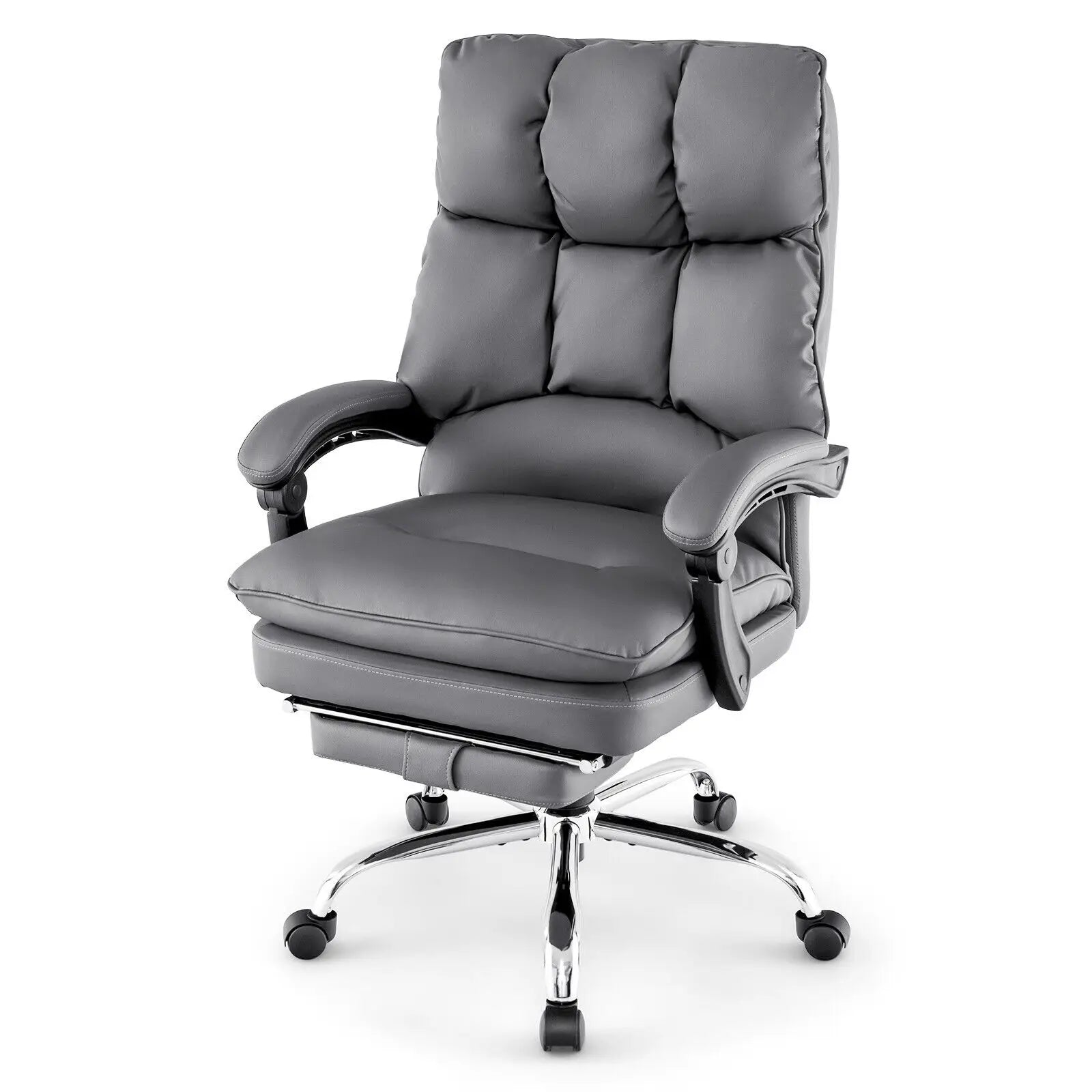 GOFLAME Office Desk Chair Ergonomic Padded Reclining Chair With Retractable Footrest