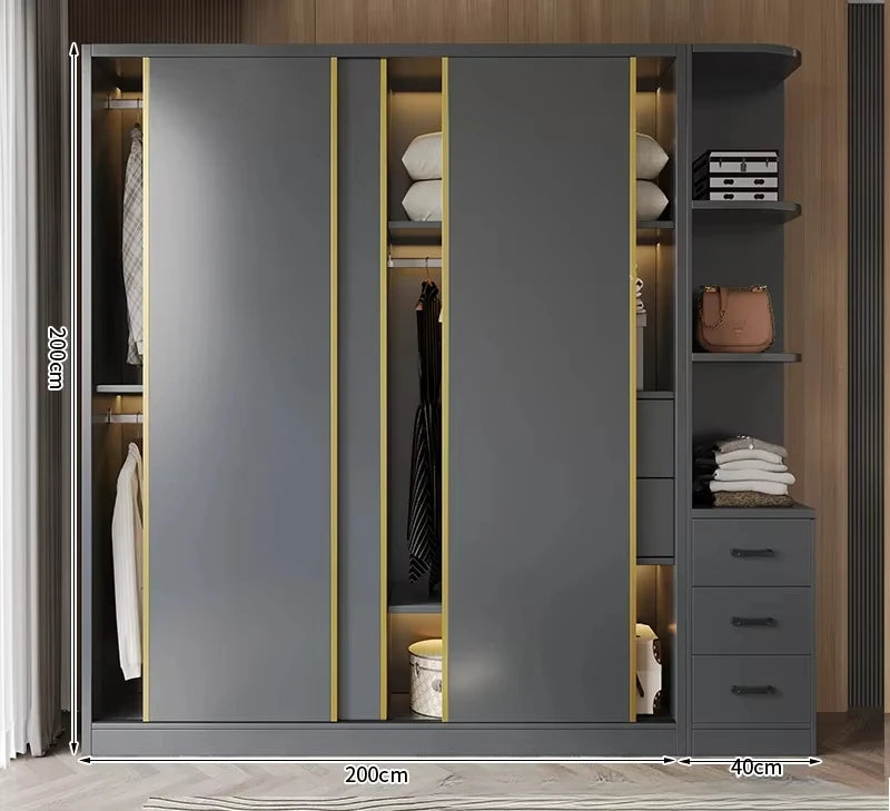 Clothes Girls Wardrobe Storage Gold Black Modern Display Wardrobe European Multifunction Vitrinas Cristal Expositoras Furniture