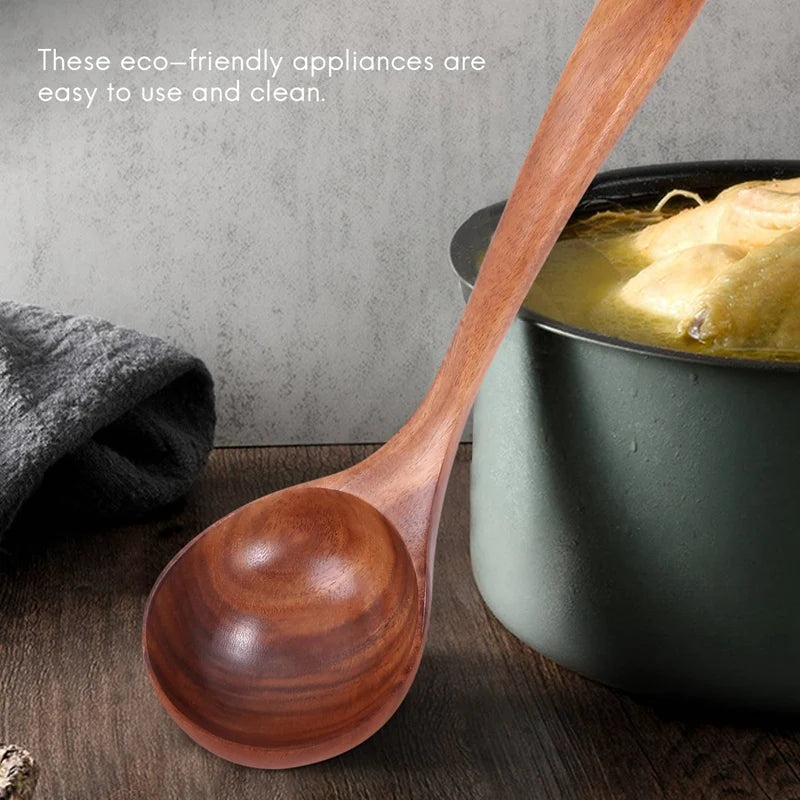 Healthy Cooking Utensils Set Wooden Cooking Tools Natural Nonstick Hard Wood Spatula And Spoons - Durable Eco-Friendly And Safe
