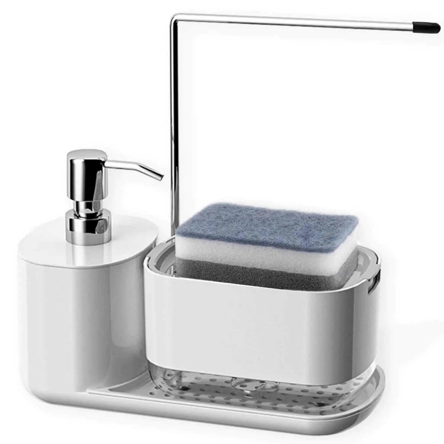 Kitchen Soap Dispenser Set Soap Pump with Rag Holder Kitchen Sink Organizer Set with Sponge Holder Rag Holder Soap Dispenser