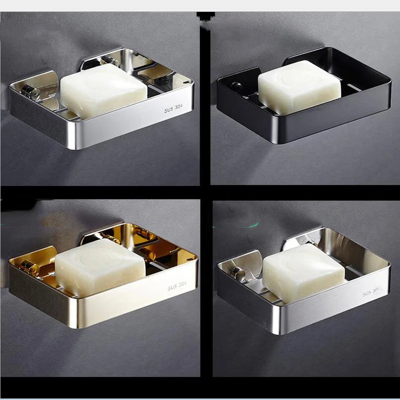 304 Stainless Steel Soap Dish Box Modern Bathroom Accessories Kitchen Wall Mounted Soap Holder Soap Box Soap Dish Soap Case