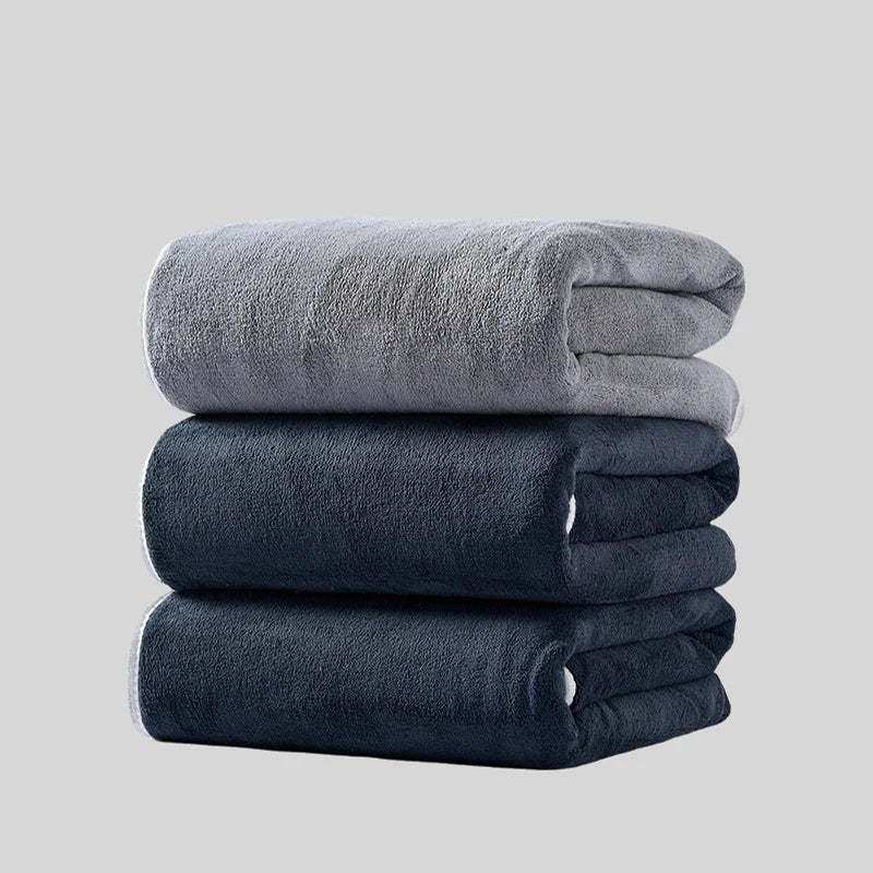 3PCS Large Bath Towels Set Grey Adult Coral Velvet Bathroom Absorbent Soft Quick Dry White Bathing Towel 70X140 Beachtowel Black