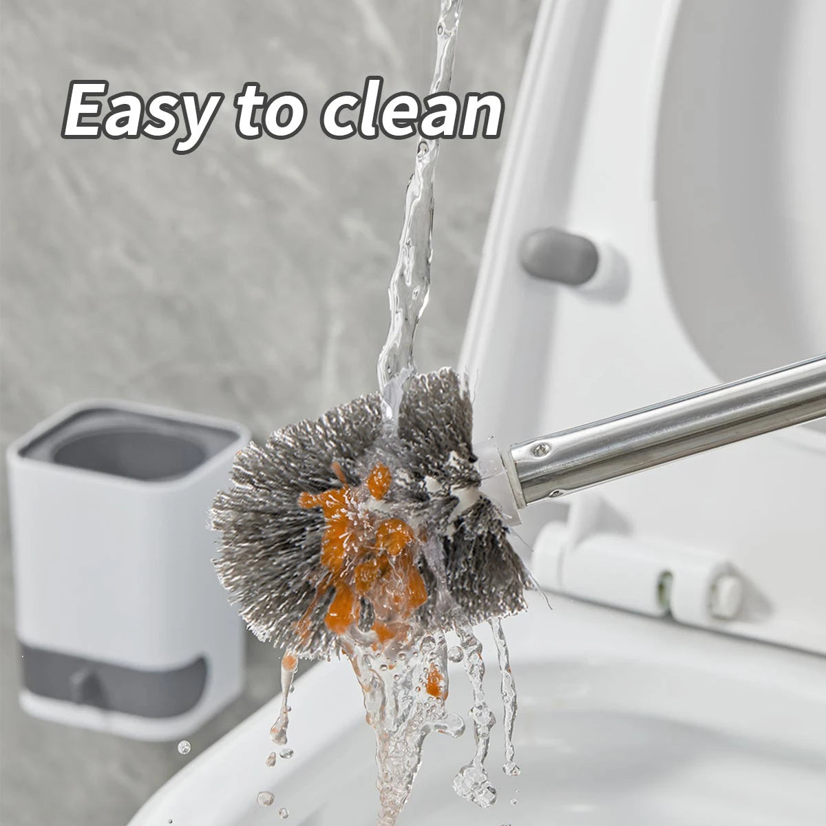 WORTHBUY Long Handle Toilet Brush Plastic Wall Mounted Toilet Cleaning Brush No Dead Corners Bathroom Toilet Cleaner Brush Set