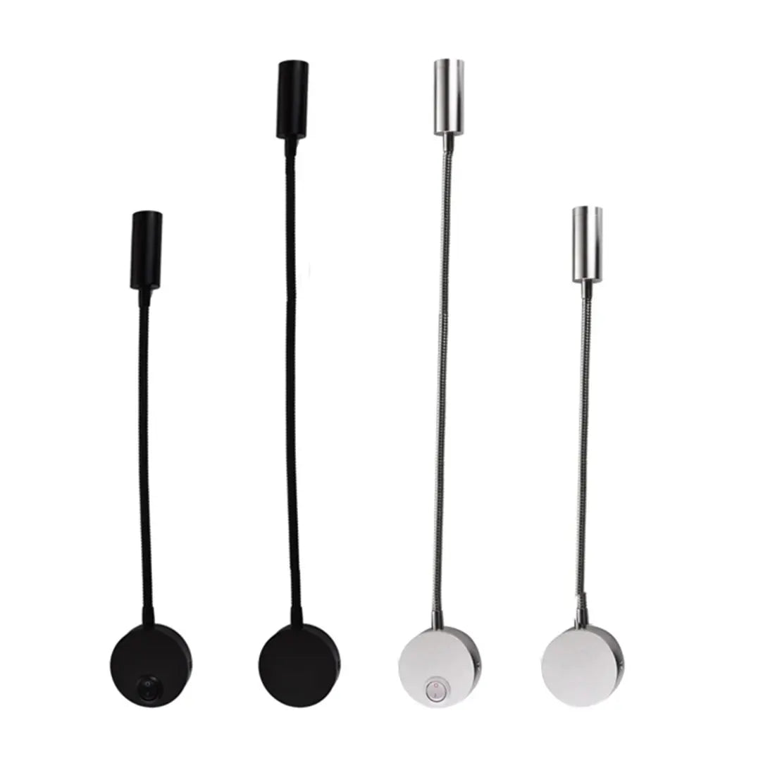 L40cm Long gooseneck 3W Led Wall Light Bedside Led Wall Lighting Black Switch hose AC90-260V 110V 220V reading Lights book lamp