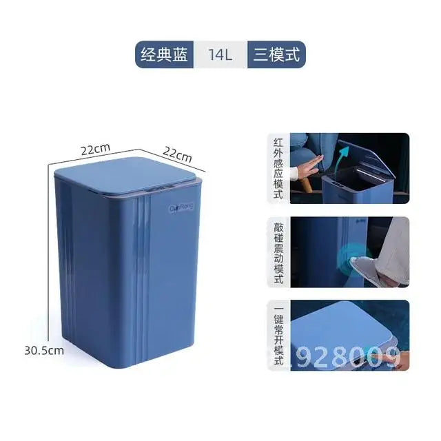 20L Smart Induction Trash Can Kitchen Bathroom Waterproof Automatic Cleaning Dustbin Trash Smart LED Home Sensor Bin with Light