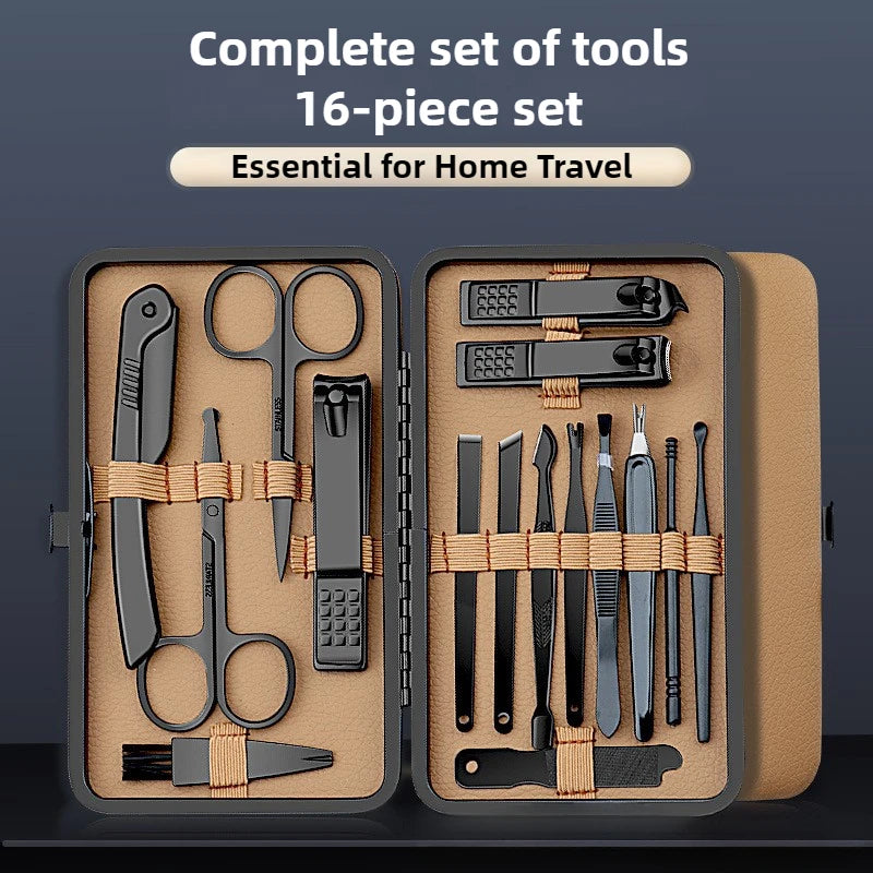 7/16/24 Pcs Manicure Set Professional Nail Clipper Kit Stainless Steel Manicure Kit,nail Care Tools with Luxurious Travel Case