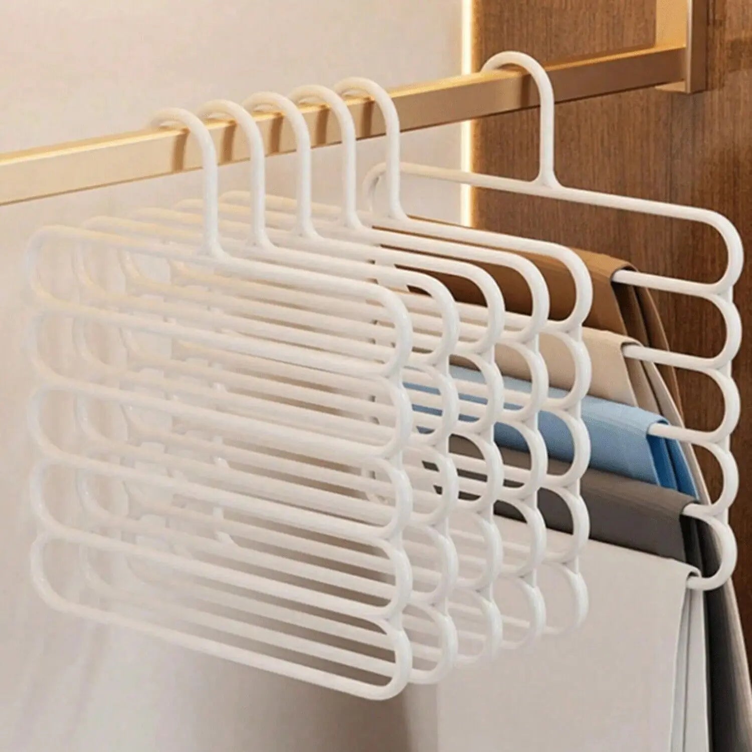 5/10PCS Multi Layer Clothes Pants Trouser Hanger Storage Closet Space Organizer