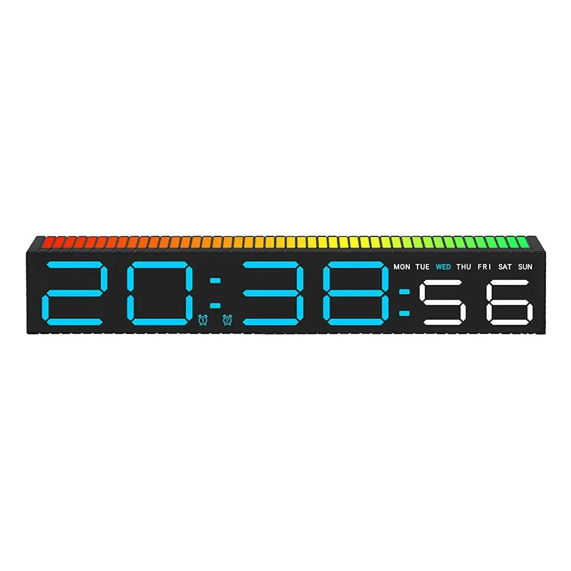 LED Alarm Clock Colorful Table Clock with Rhythm Light RGB Lamp Pickup Light Sound Control Music Rhythm Desktop Clock Home Decor