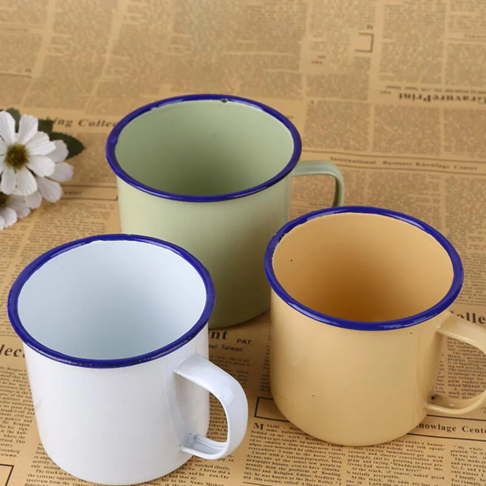 6 Pcs Vintage Enamel Mug Tea Mugs Water Cup Coffee Camper Glass Travel for Camping Drinking Cups