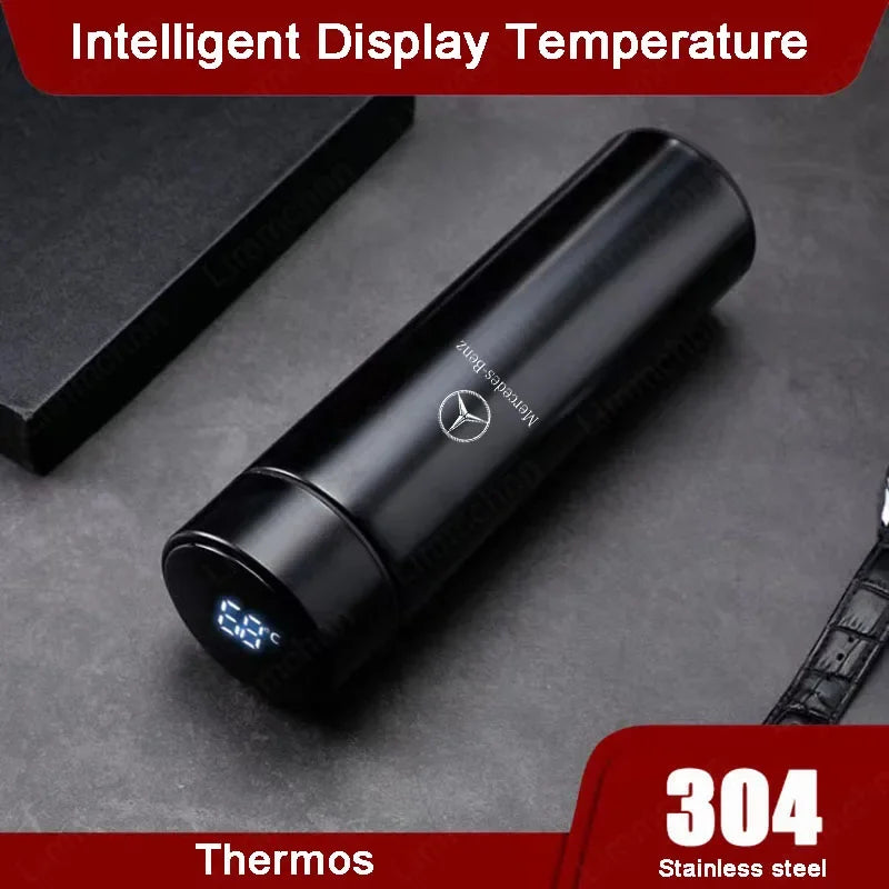 500ml Smart Water Bottle Stainless Steel Thermos Flasks Coffee Cup Milk Mug For Mercedes benz W203 W204 W205 W209 W210 W211 W212