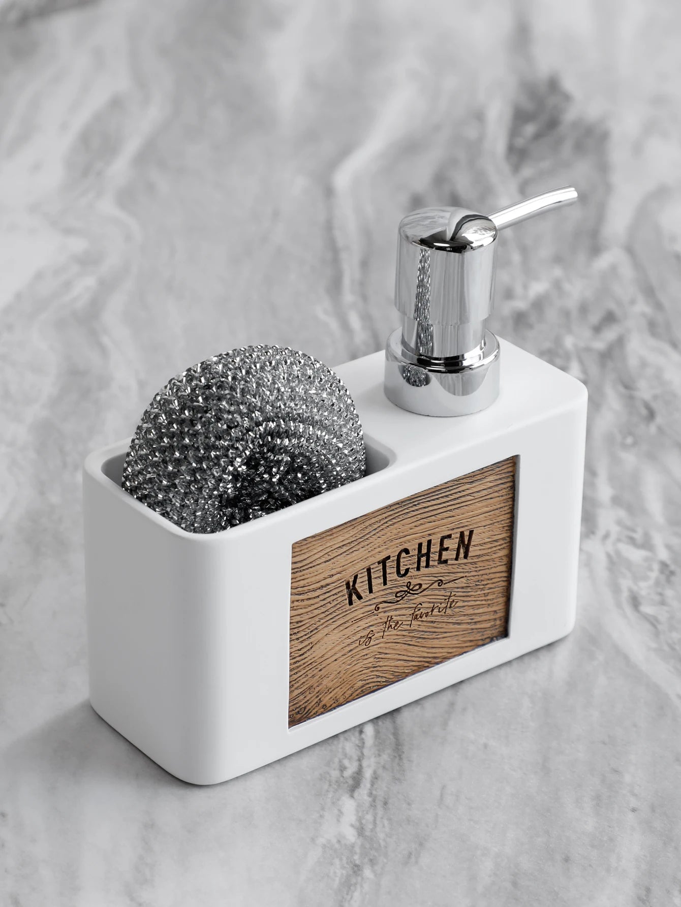 Kitchen Soap Dispenser with Sponge Holder Liquid Hand and Dish Soap Dispenser and Spong Caddy Black and White