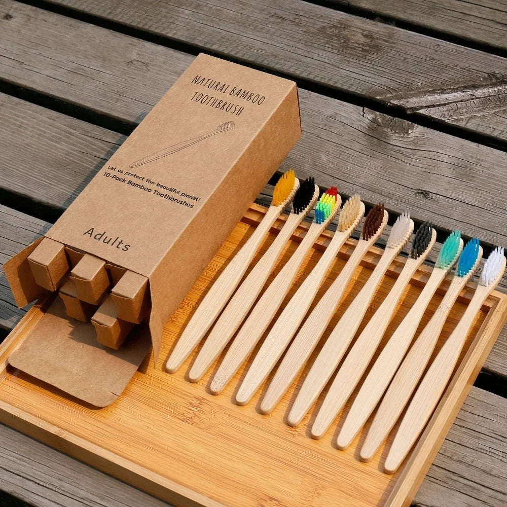 10/20/30/50/100PCS Colorful Toothbrush Natural Bamboo Tooth Brush Set Soft Bristle Charcoal Teeth Eco Bamboo Toothbrushes
