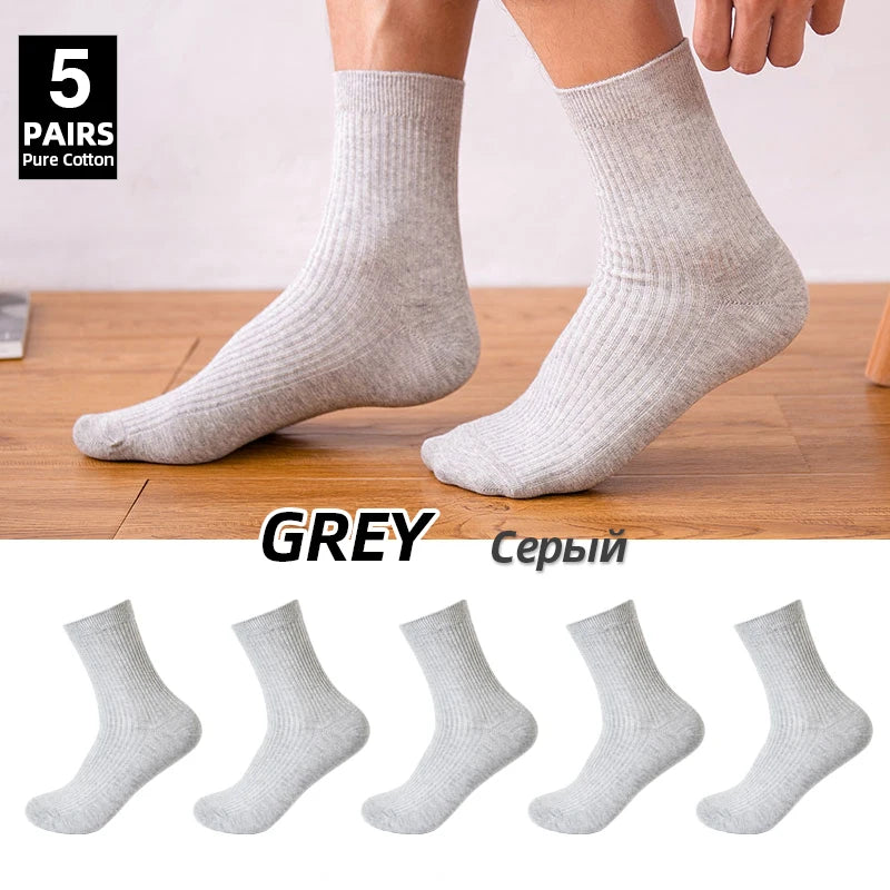 HSS Brand 2022 New 100% Pure Cotton Men Socks Casual Business Stripe Deodorant Breathable Man Travel Winter Sock 5 Pairs / Lot
