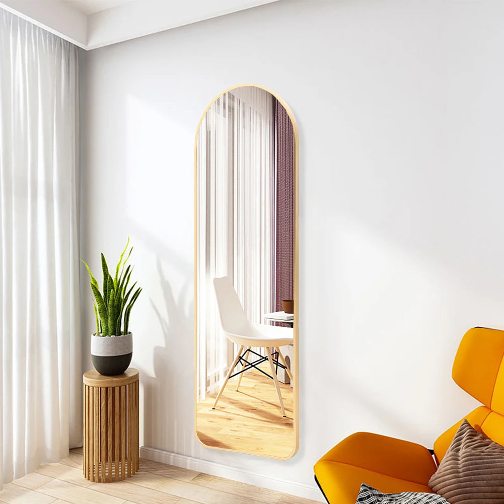 【Lifeideas】Black/Gold Arch Full Length Wall Mirror 40x120 CM