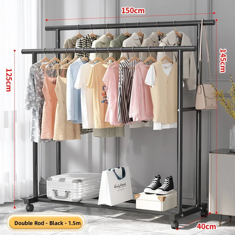 Simple Floor-Mounted Clothes Drng Ra Indoor Balcony Dormi Coat Hanger Metal Clothesline Holder Easy to Use