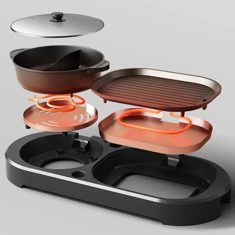 Hot Pot Barbecue Integrated Pot Home Multi-function Smokeless Electric Barbecue Pan Roaster Electric Grill Kitchen Appliances