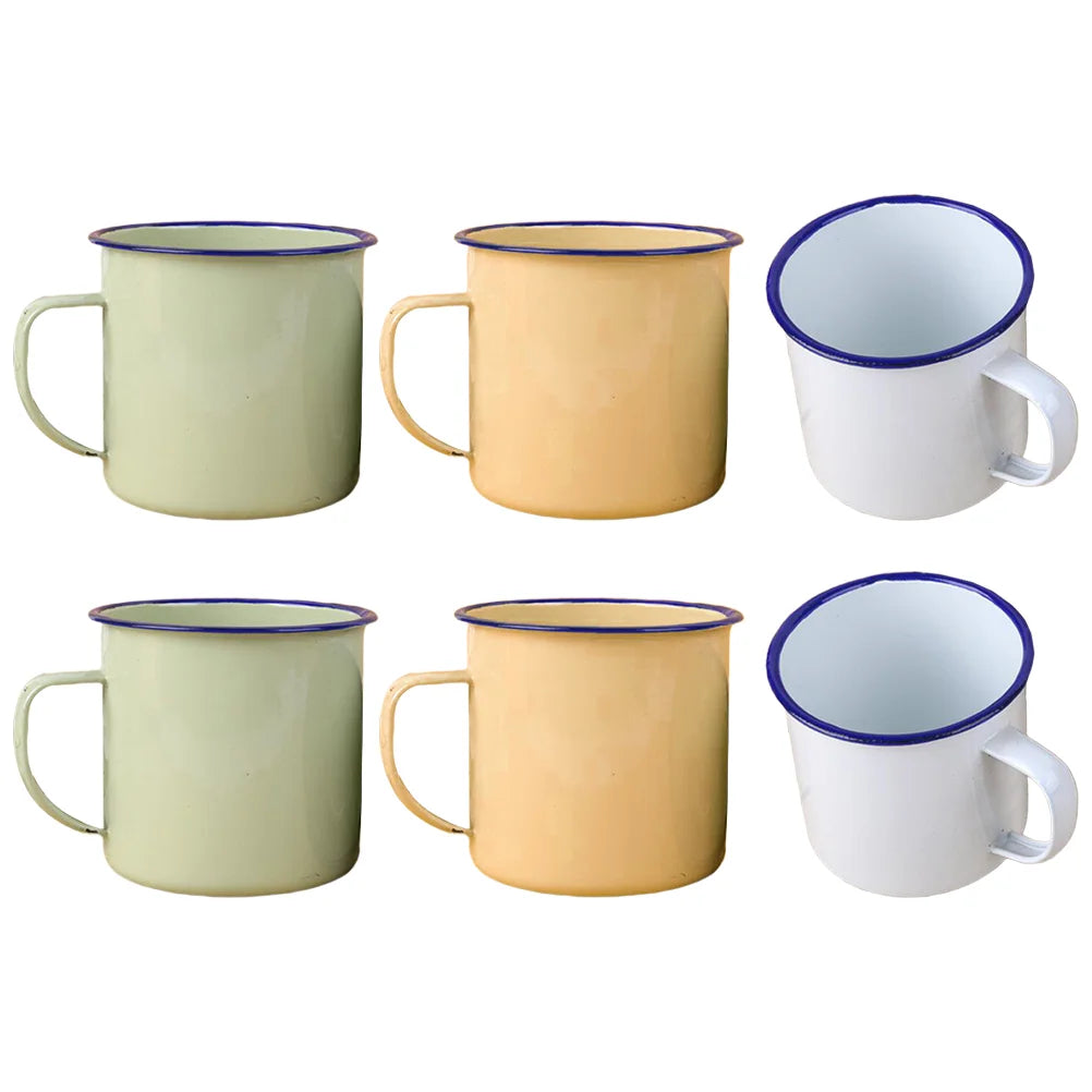 6 Pcs Vintage Enamel Mug Tea Mugs Water Cup Coffee Camper Glass Travel for Camping Drinking Cups