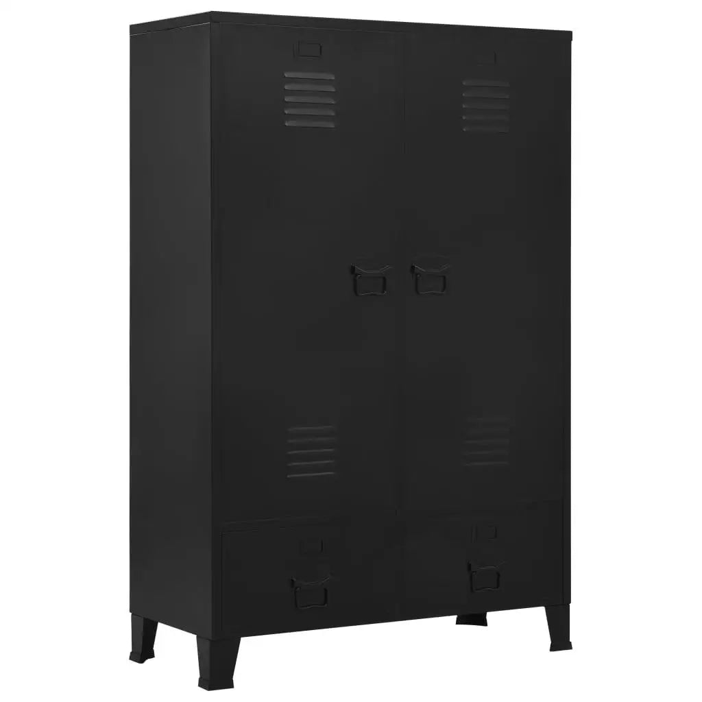 Industrial Black Steel Wardrobe 90x40x140 cm - Stylish Storage Solution