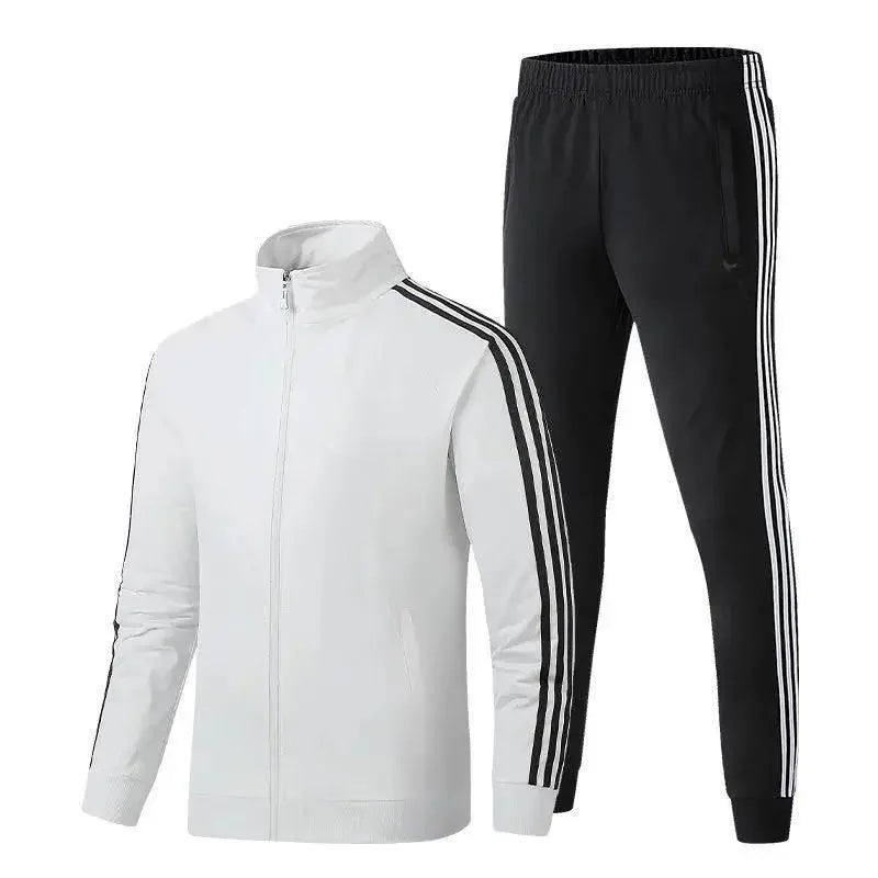 Men's Long Sleeve Running Suit Set Stand Collar Morning Run Versatile Slim Fit Sportswear Two Piece Popular Cross-Border