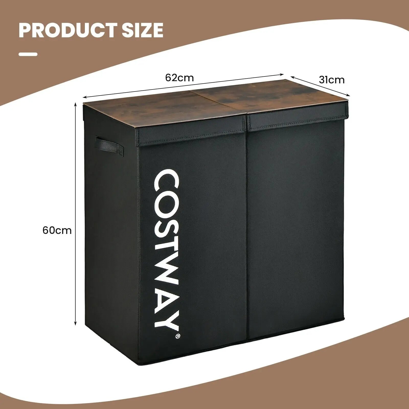 GOFLAME 2-Section Large Laundry Basket 105L Laundry Hamper Bin Clothes Organiser Home
