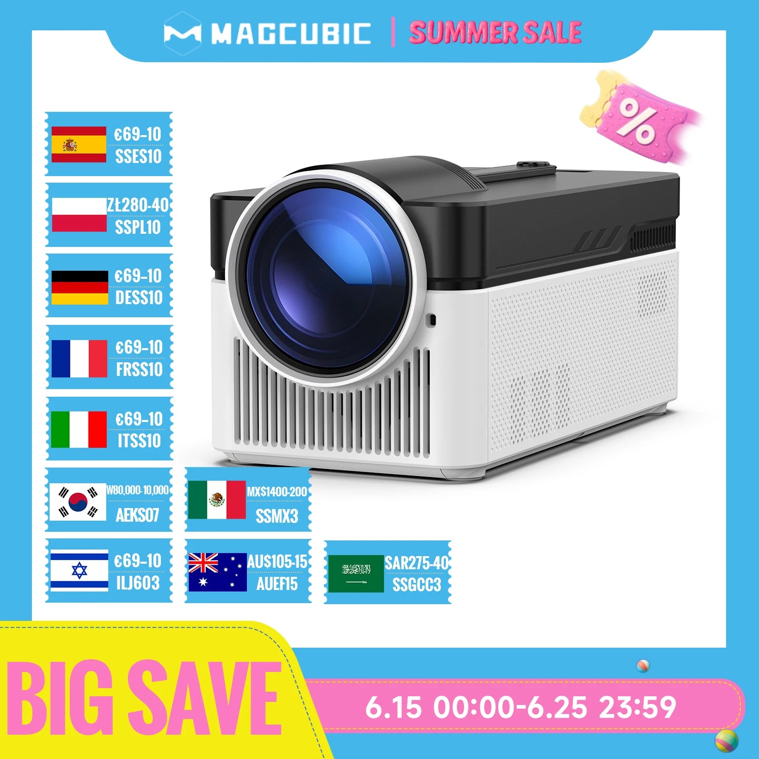 Magcubic Ultra Short Throw HY450 Projector with Auto Offset 8K 4K 1080P 900ANSI BT5.4 Electronic Focus WiFi6 AllwinnerH716 Voice