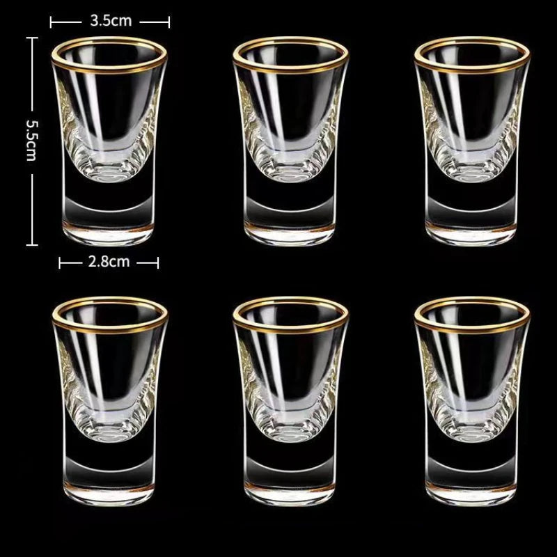 12pcs Gold Foil 15ml Baijiu Cup Household Creative Small Cup Smooth Cup Glass Gilt Edged Cups Wine Dispenser Spirits Wine Cups
