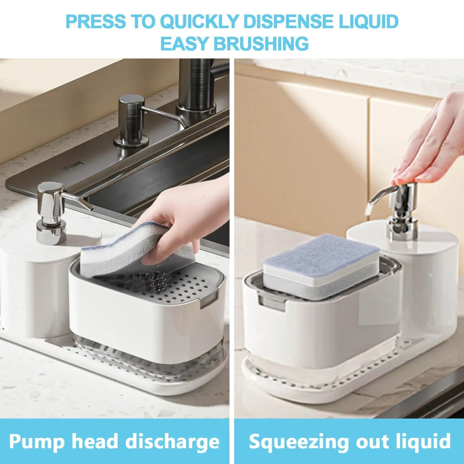 Kitchen Soap Dispenser Set Soap Pump with Rag Holder Kitchen Sink Organizer Set with Sponge Holder Rag Holder Soap Dispenser
