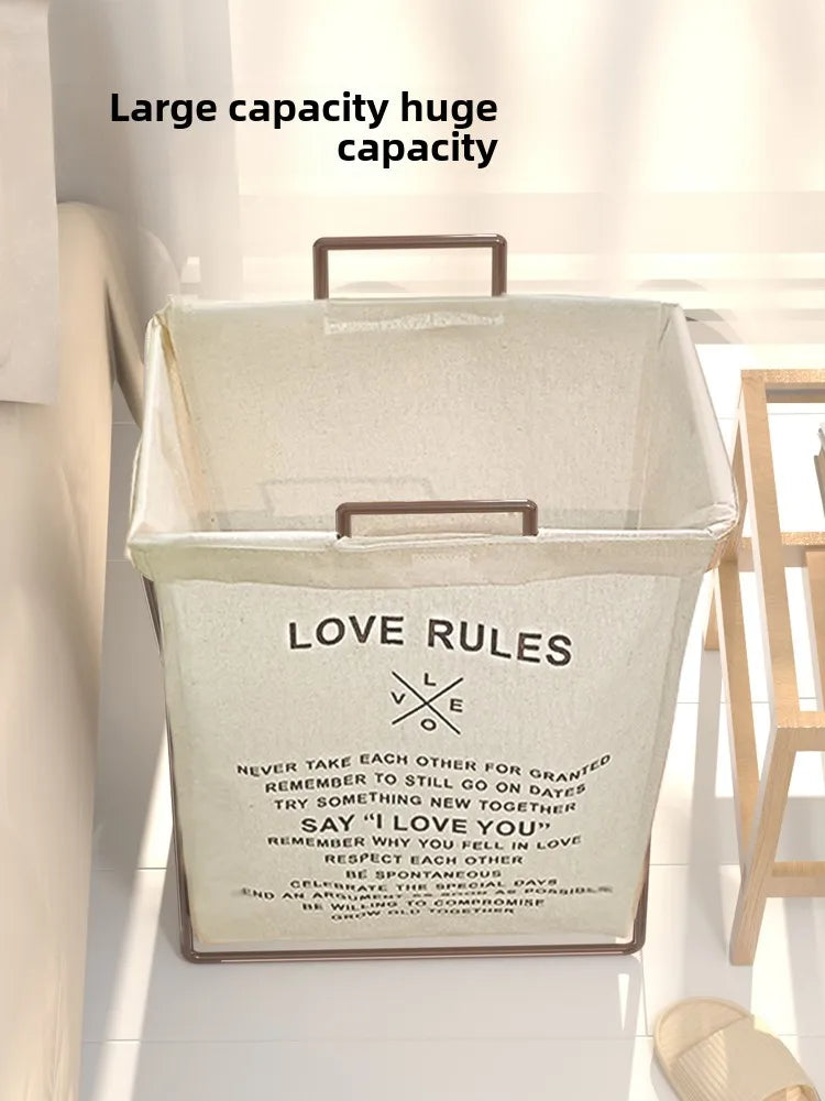 Trendy Foldable Laundry Basket with Lid for Home Batoom Dir Clothes Hamper Iron Material Japanese Sle Storage Basket