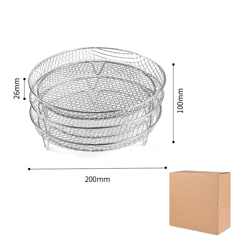 Air Fryer Rack for Oven ,3-Layers 304 Stainless Steel Air Fryer Basket Grill Steamer Cooker Kitchen Gadgets Cooking Tools