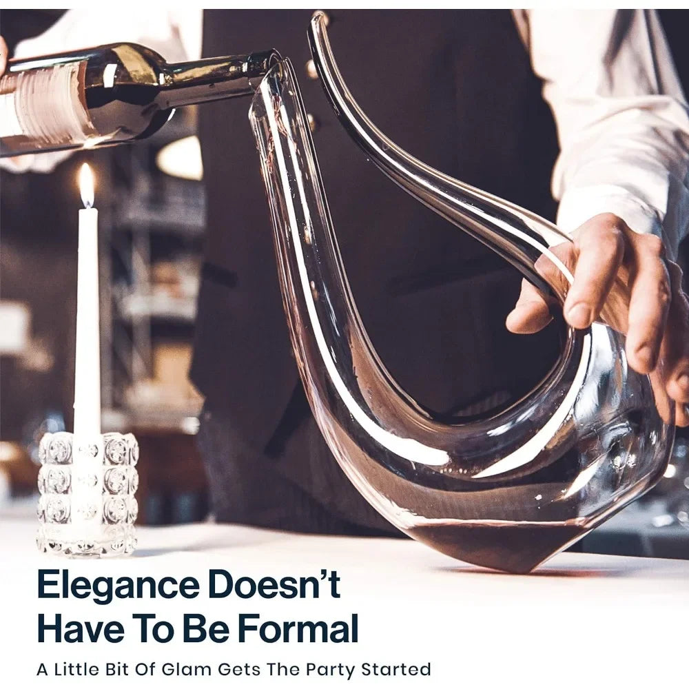 Red Wine Decanter with Aerator 750mL Crystal Glass Wine Carafe and Purifier for Home Bar