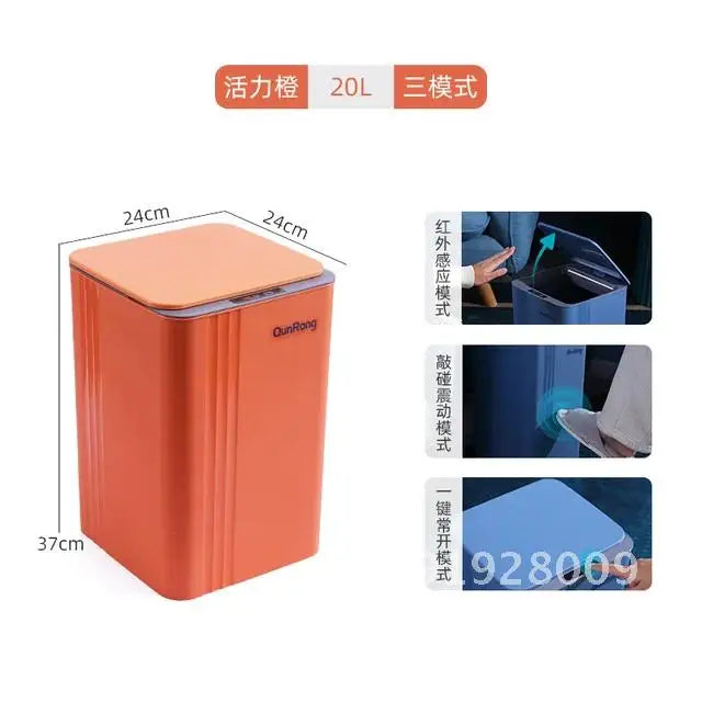20L Smart Induction Trash Can Kitchen Bathroom Waterproof Automatic Cleaning Dustbin Trash Smart LED Home Sensor Bin with Light