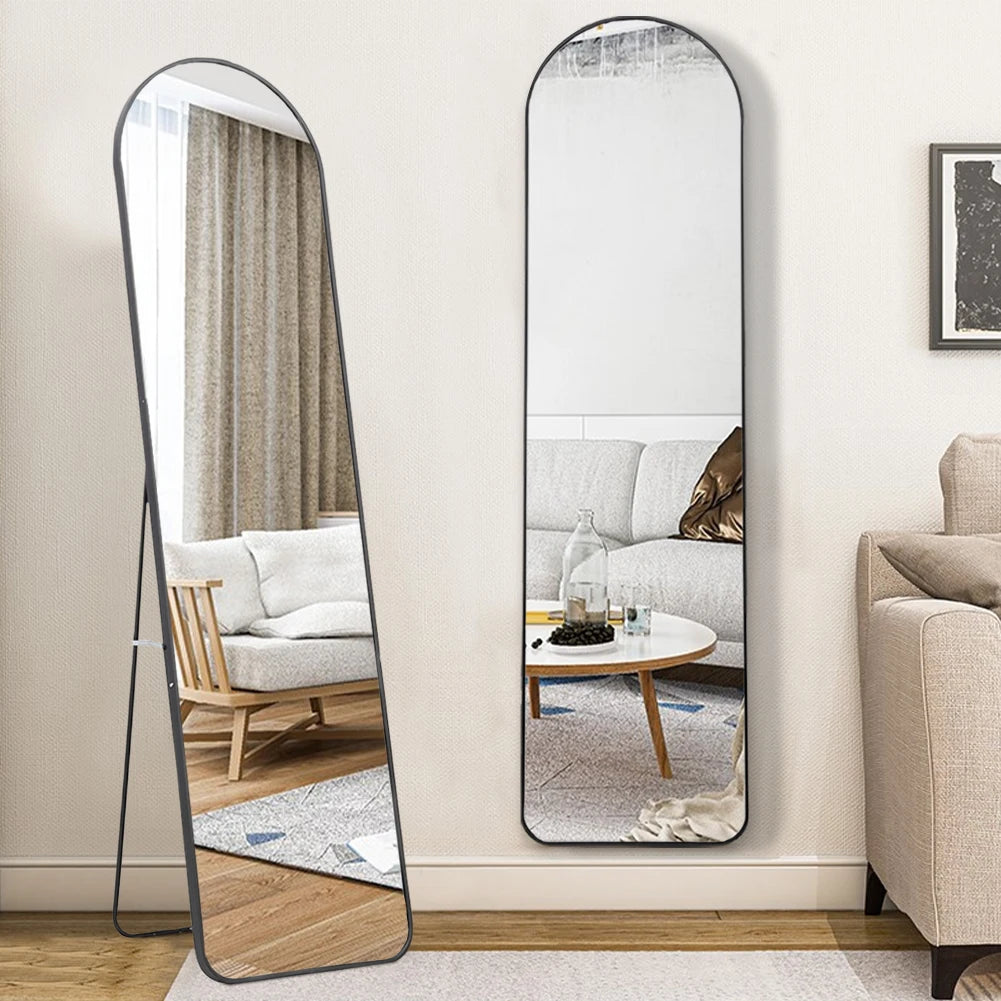 Black 150cm Modern Arched Wall Freestanding Floor Mirror